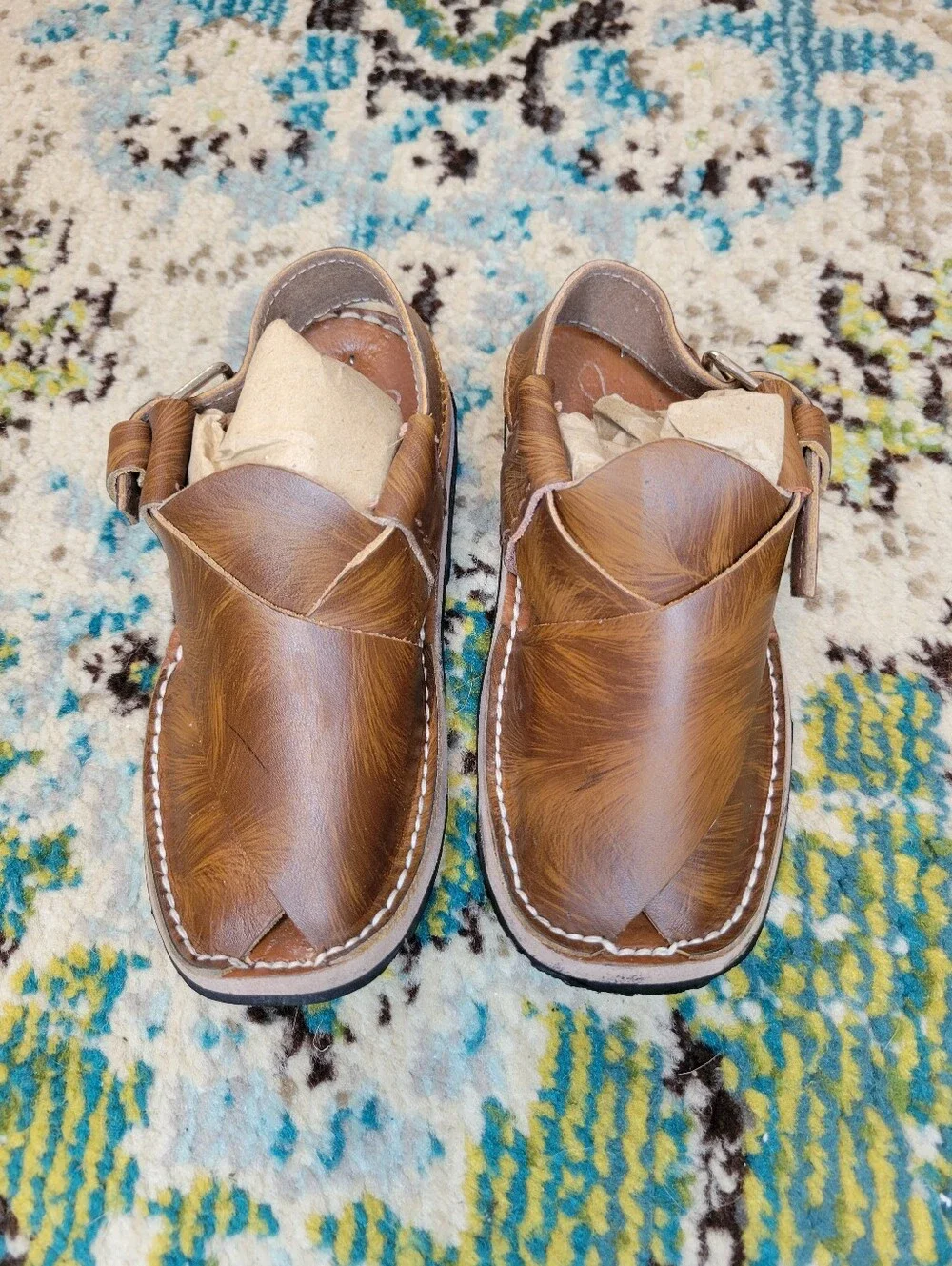 Handcrafted Rich Brown Leather Slingback Peshawari‎ Chappals Sandals, Toddler 5
